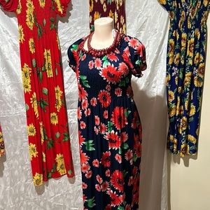 Flower dress maxi dress multi color black and red